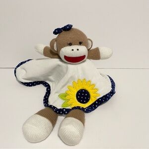 Baby Starters Sunflower Sock Monkey Lovey Security Blanket Rattle Satin Toy Girl